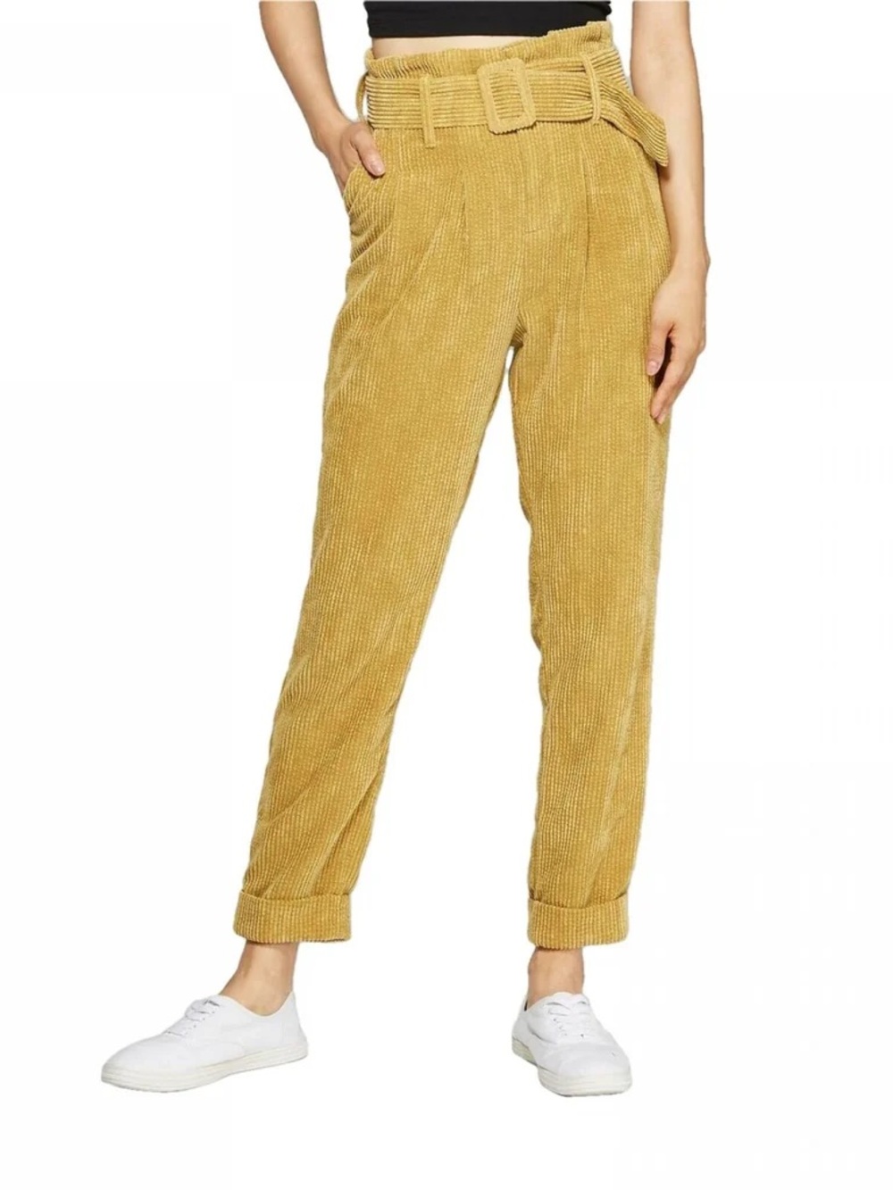 Target Wild Fable High Rise Corduroy Belted Pants Yellow Size 4